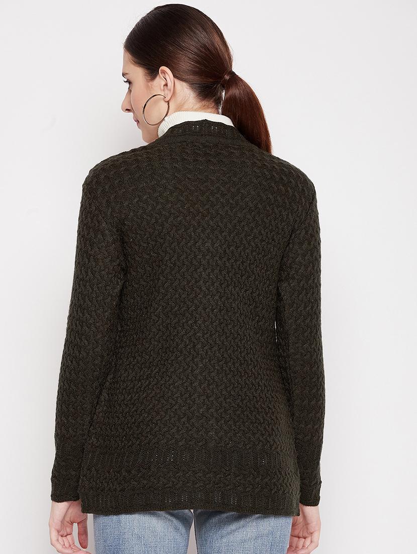 v neck self design woolen cardigan - 18539464 - Standard Image - 2