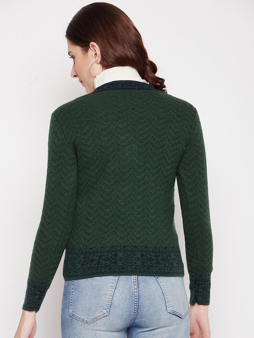 v neck self design woolen cardigan - 18539476 - Standard Image - 2