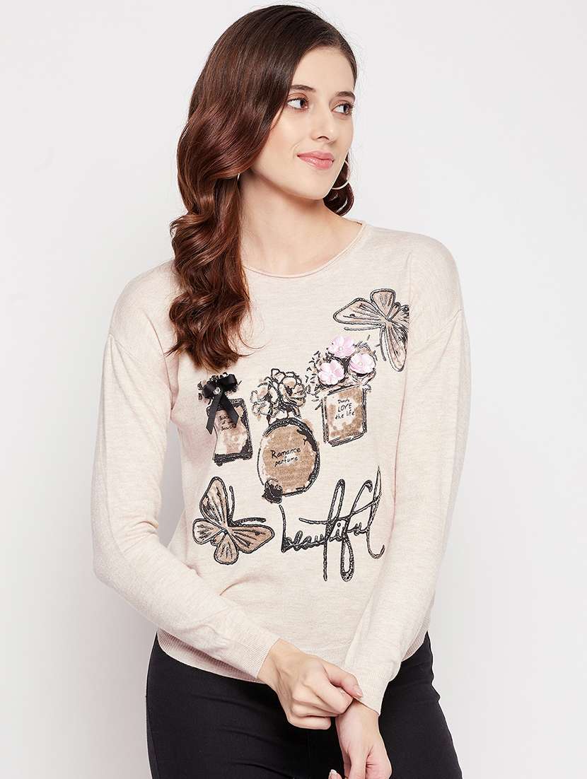 crew neck printed regular pullover