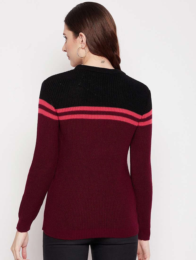 round neck color block regular pullover - 18539484 -  Standard Image - 2