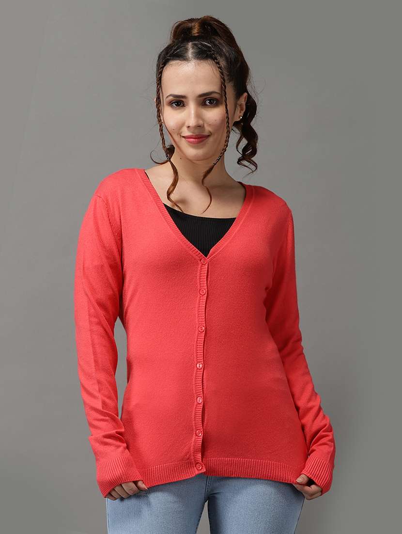 v-neck solid cardigan