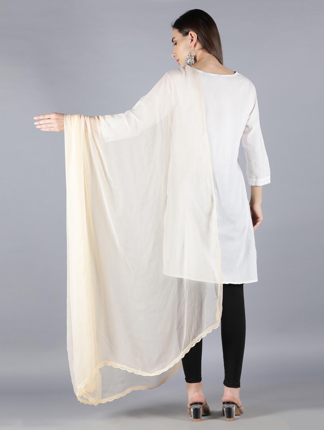 beige chiffon dupatta - 18546918 - Standard Image - 2