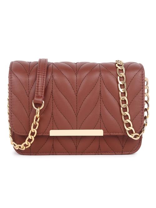 brown quilted regular sling bag - 18546934 - Standard Image - 0
