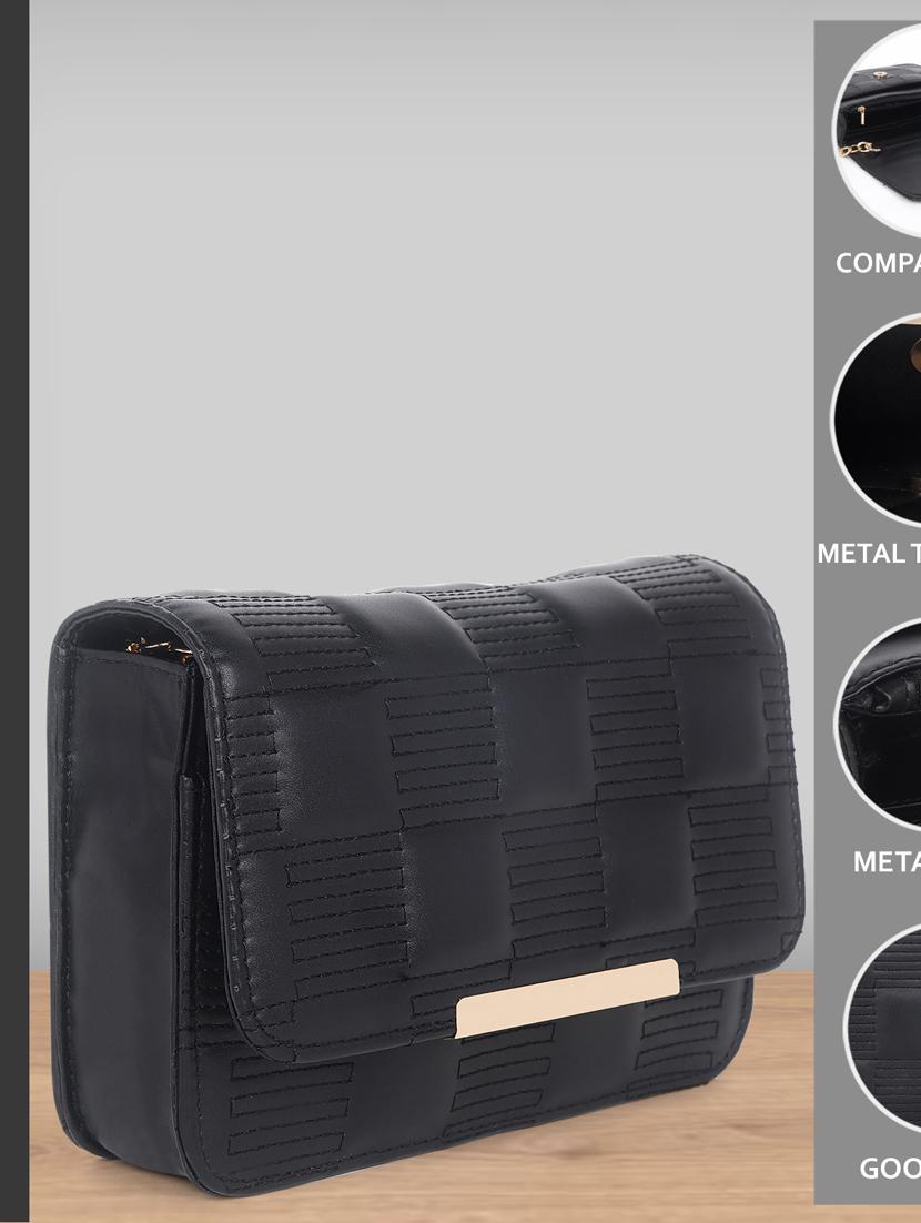 black quilted regular sling bag - 18546936 - Standard Image - 2