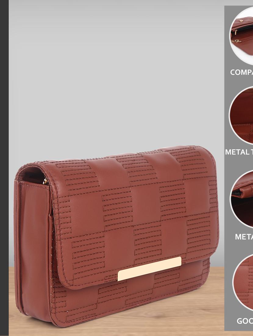 brown quilted regular sling bag - 18546941 - Standard Image - 2