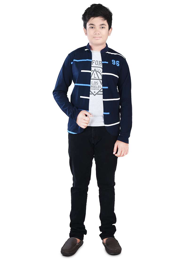 Buy online Boys Printed T-shirt Attached With Shrug from boys for