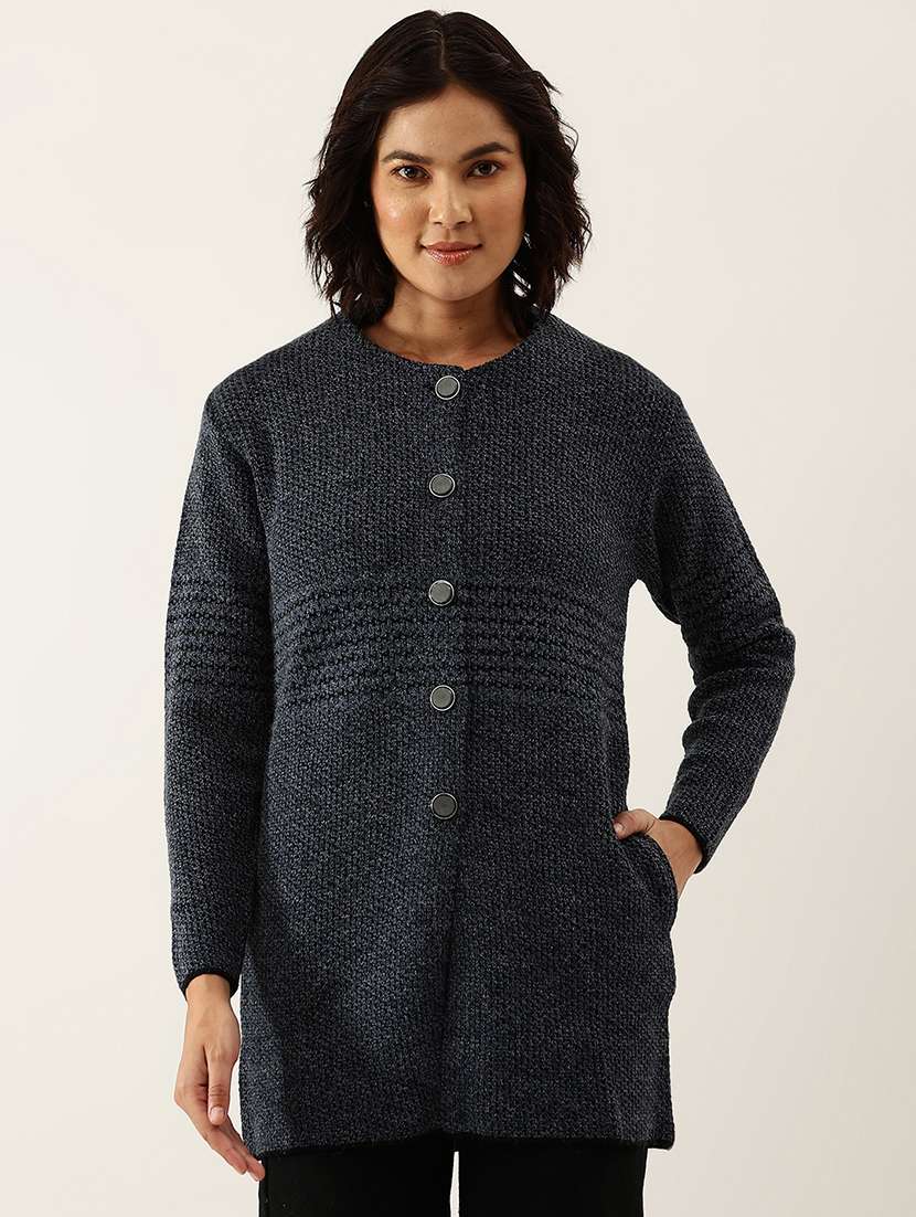 mandarin neck solid cardigan