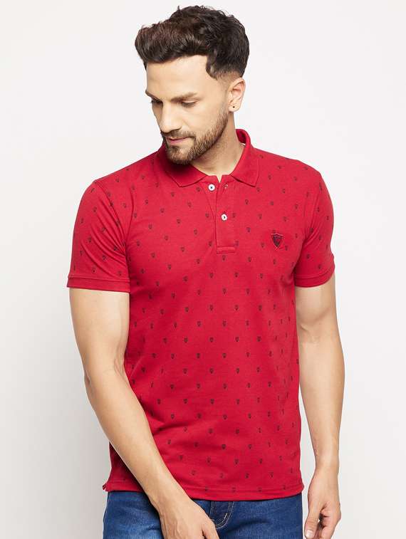 red printed polo t-shirt