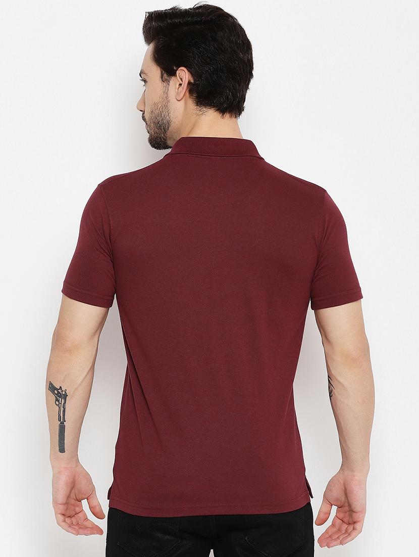 maroon solid polo t-shirt - 18547950 - Standard Image - 2
