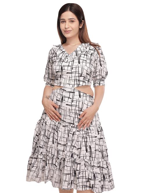 women's tiered dress foil print dress - 18548043 -  Standard Image - 0