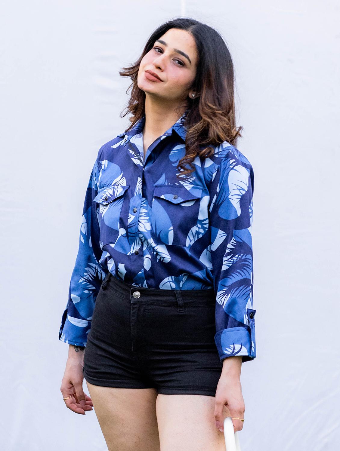 blue polyester regular shirt - 18548067 - Zoom Image - 0
