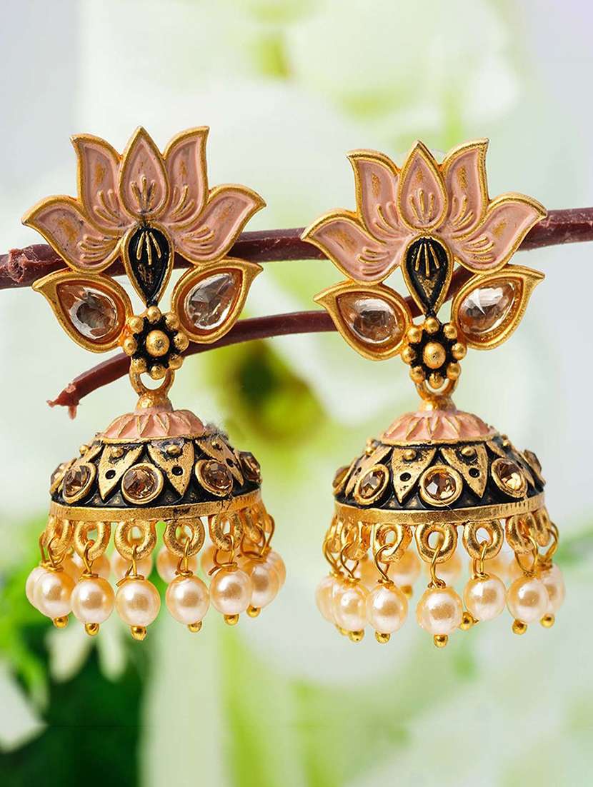 multi colored metal jhumki