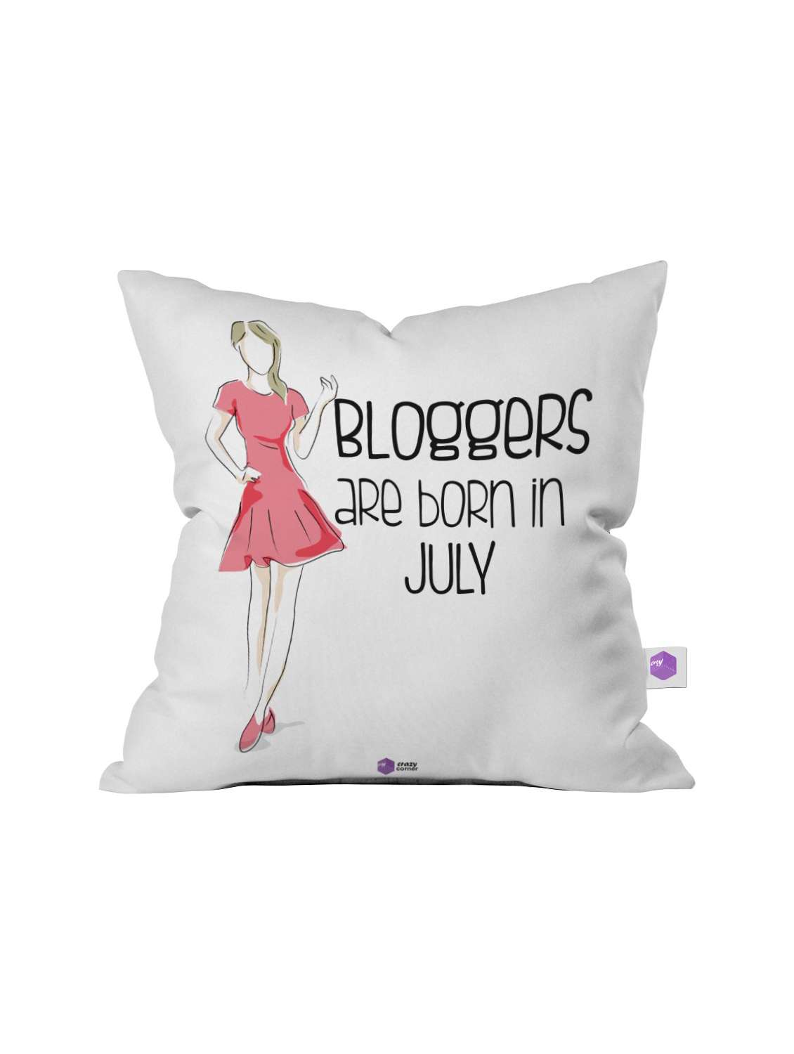crazy corner white printed cushion ( 12 x 12 inches )