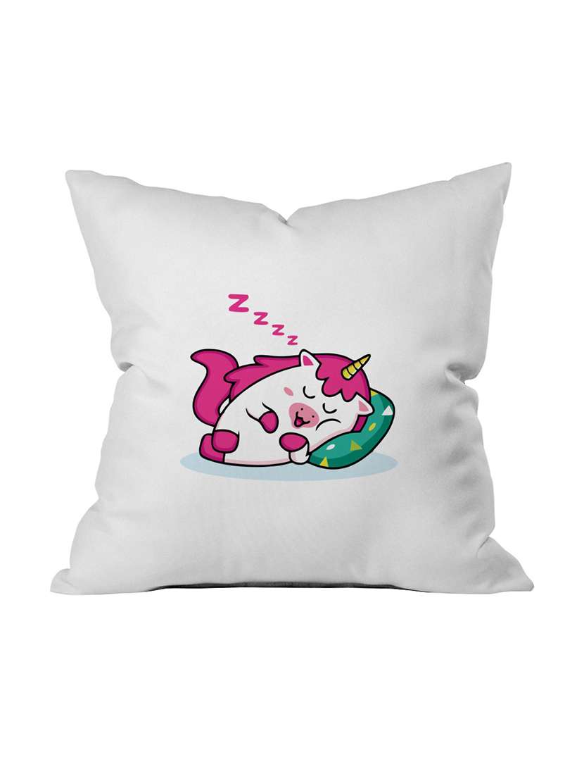 crazy corner white printed cushion 12 x 12 inches