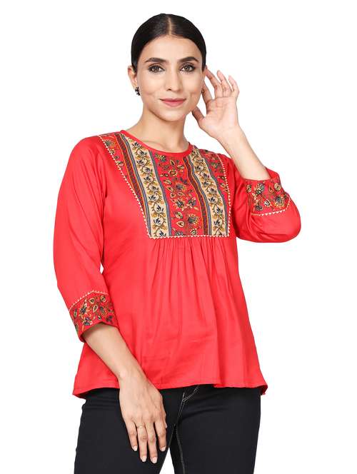 round neck printed tunic  - 18560059 -  Standard Image - 0