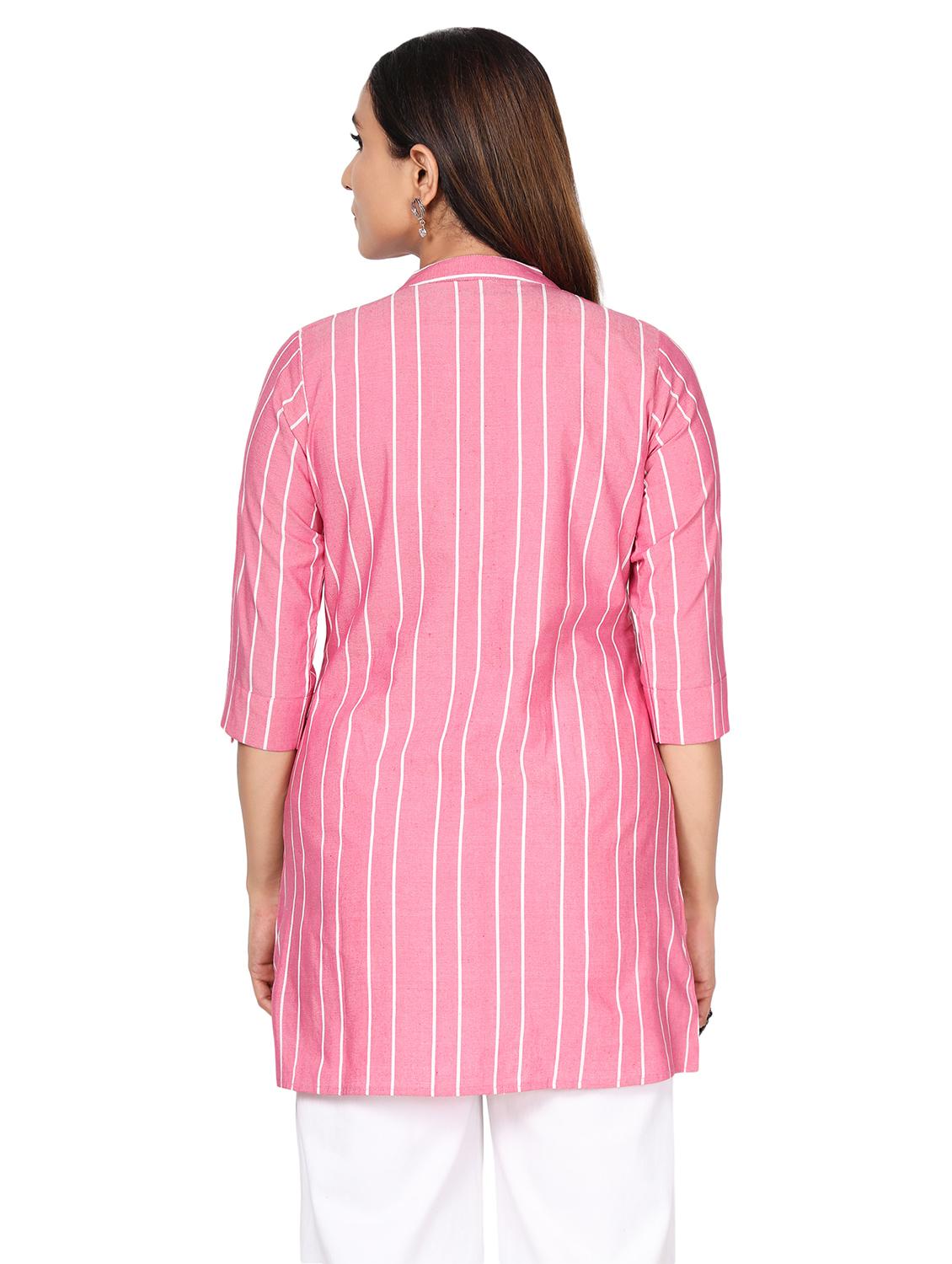 mandarin neck striped tunic - 18560061 - Standard Image - 2