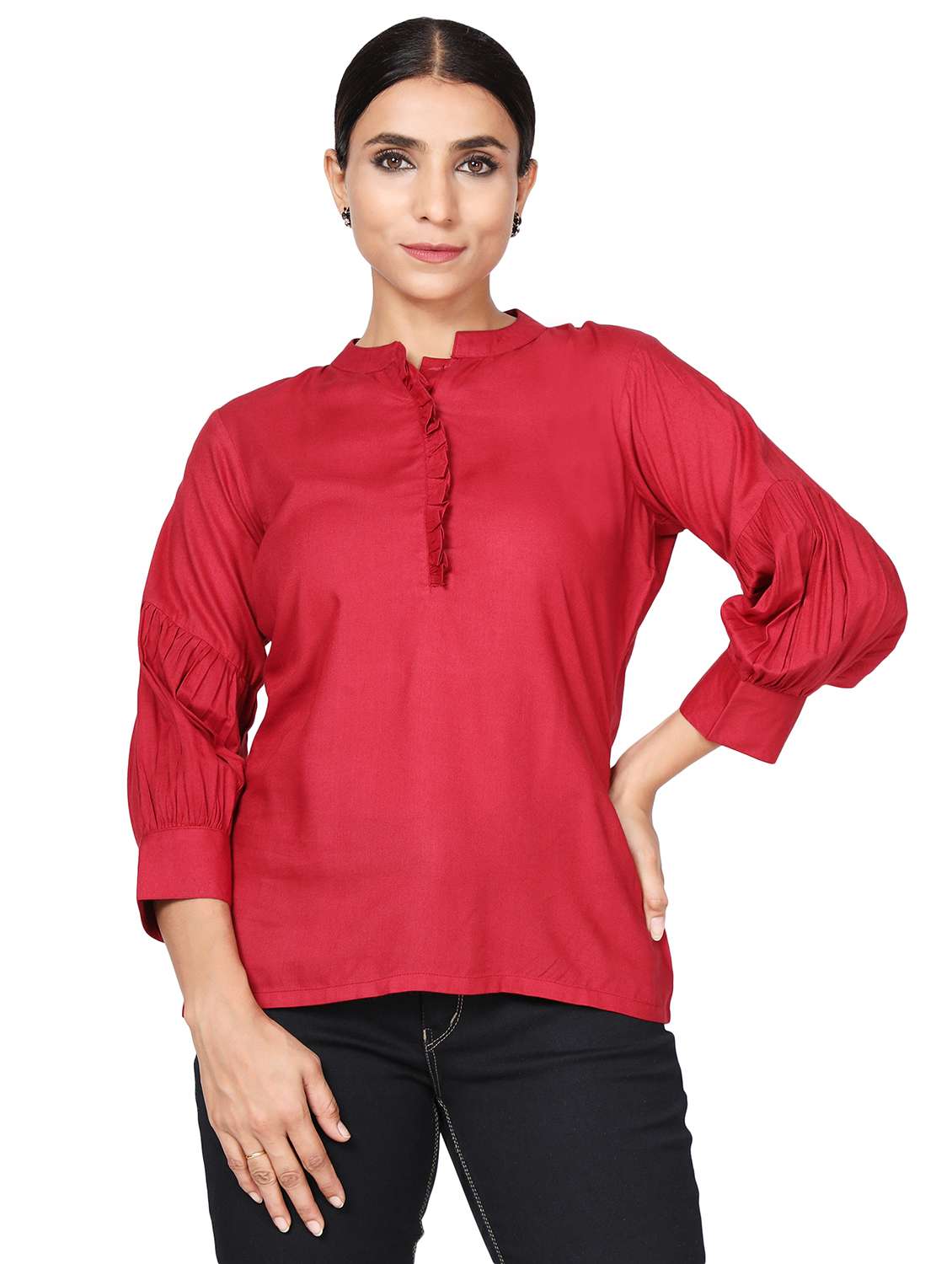 mandarin neck solid tunic 