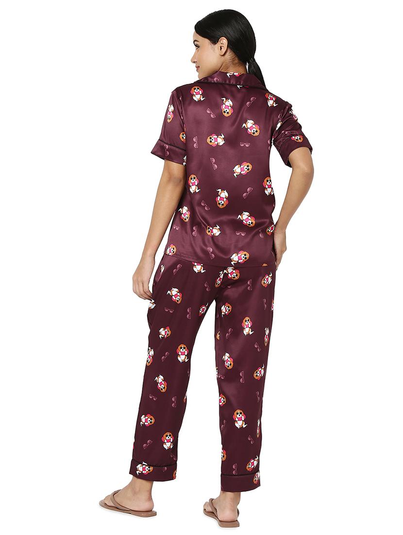 quirky printed nightwear pajama set - 18564509 - Standard Image - 2