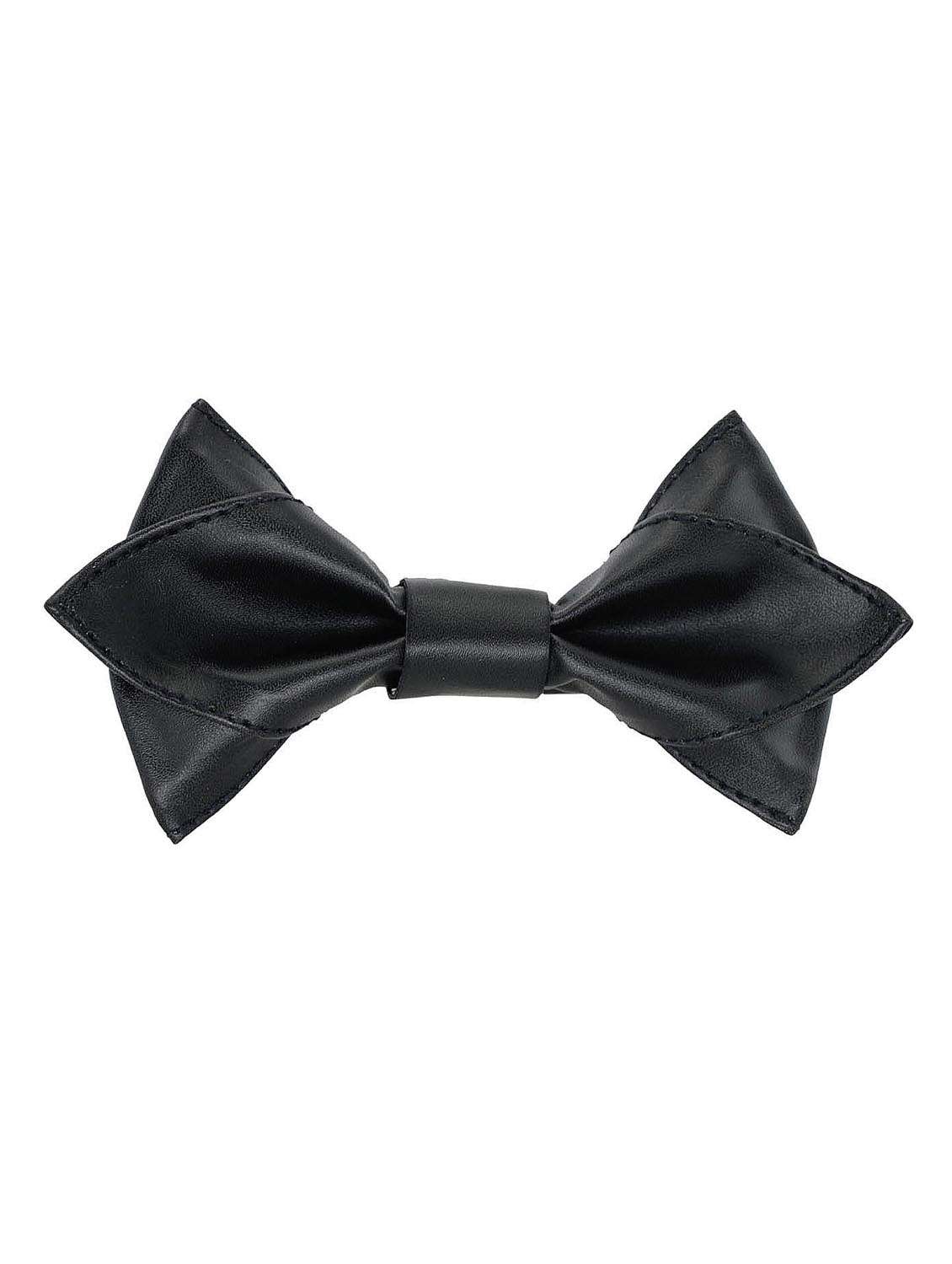 black pu bow tie