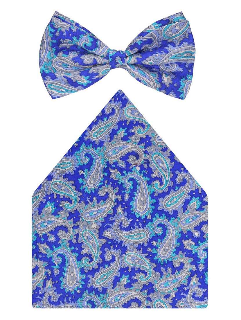 blue silk bow tie