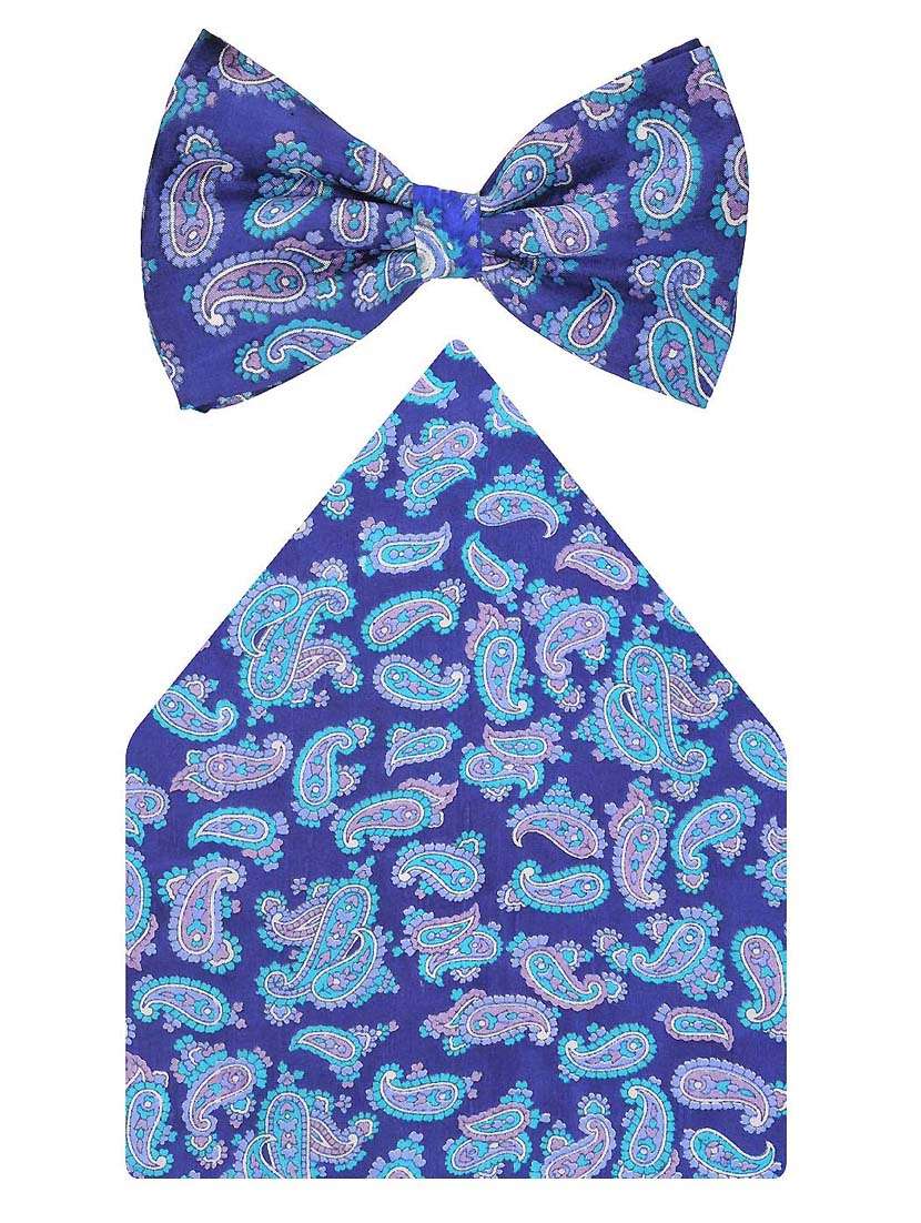 blue silk bow tie