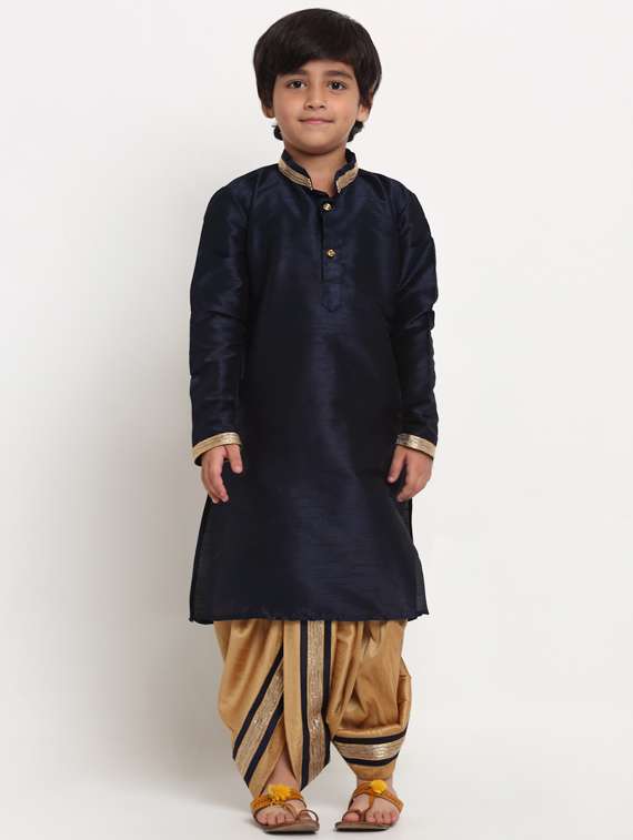 boys navy blue dhoti kurta set 