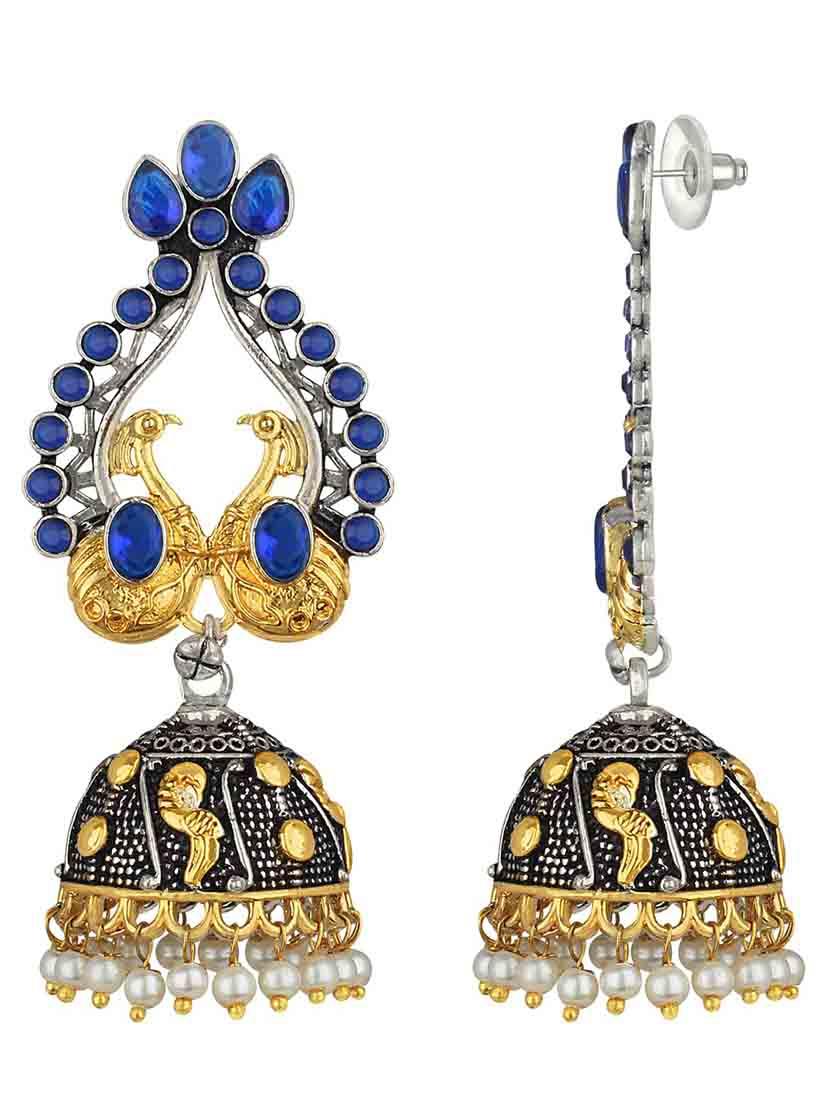 gold metal jhumka earring - 18565452 - Standard Image - 2