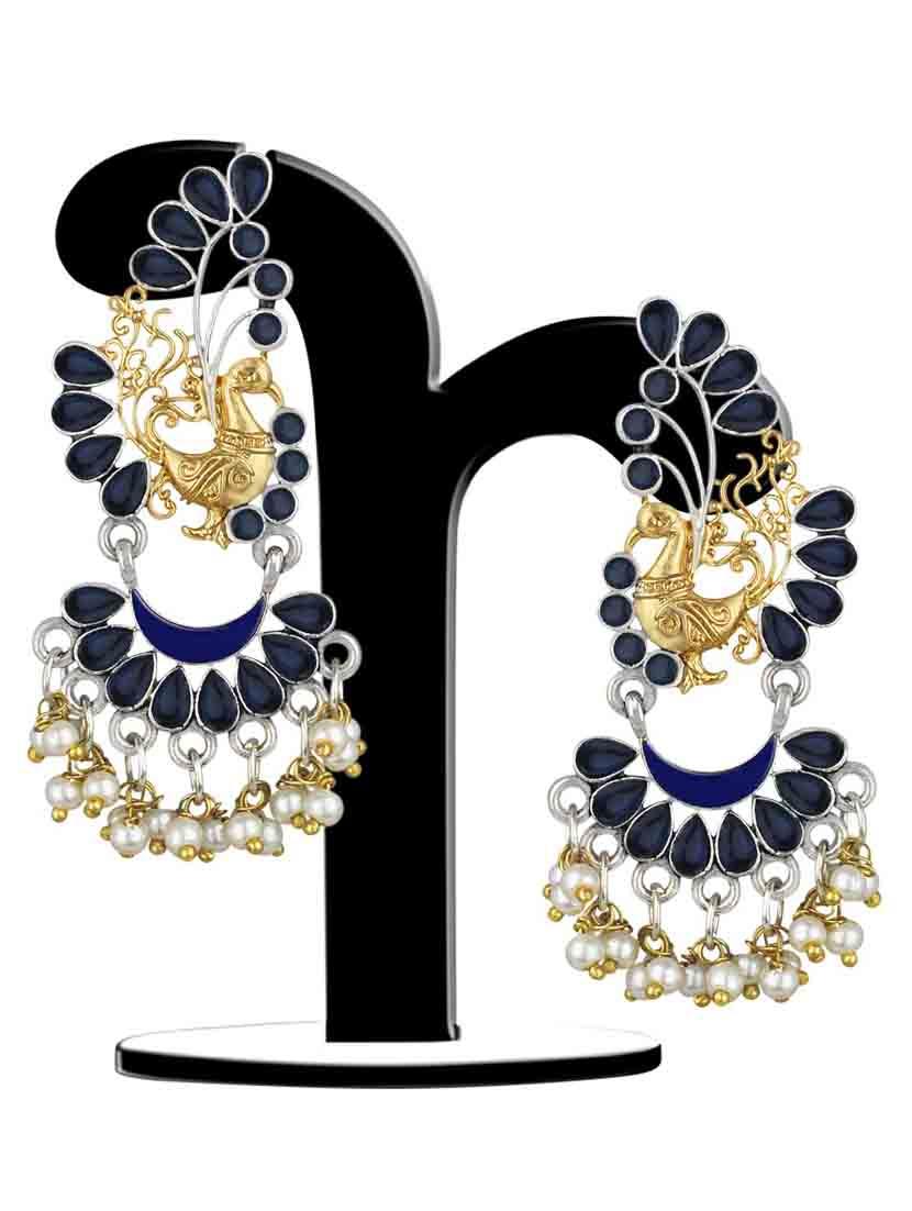 silver metal chandballi earring - 18565454 - Standard Image - 2