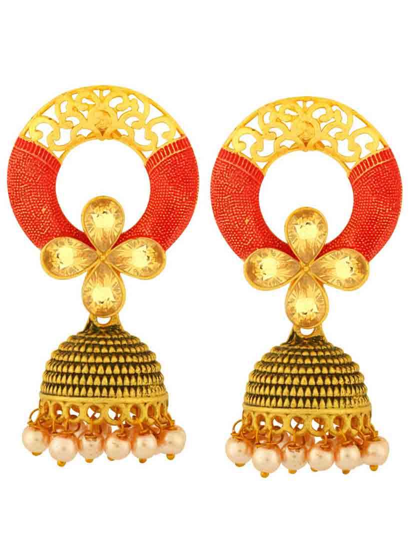 gold metal jhumka earring