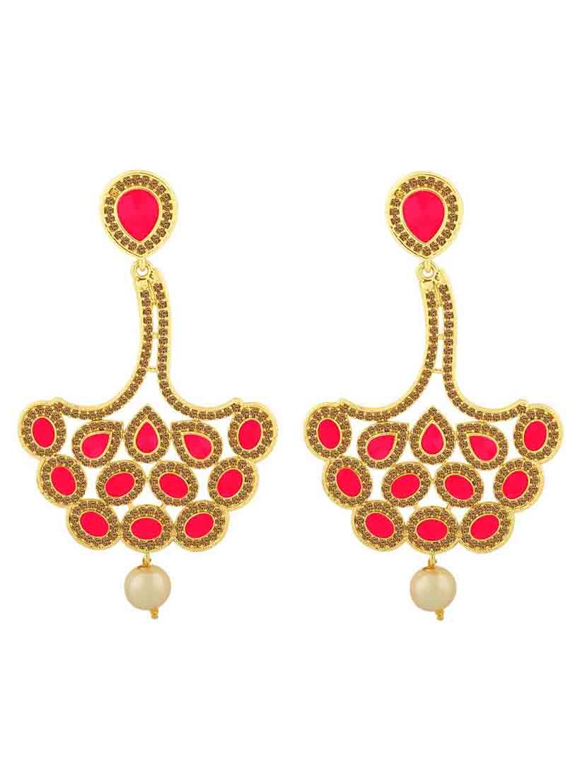pink metal drop earring - 18565519 -  Zoom Image - 0