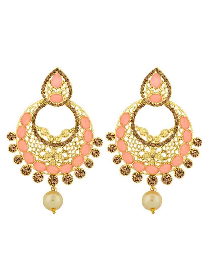 beige metal chandballi earring