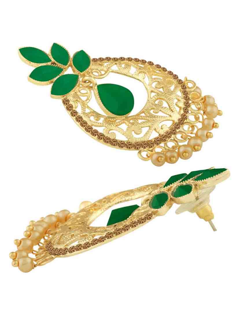 green metal chandballi earring - 18565527 -  Standard Image - 2
