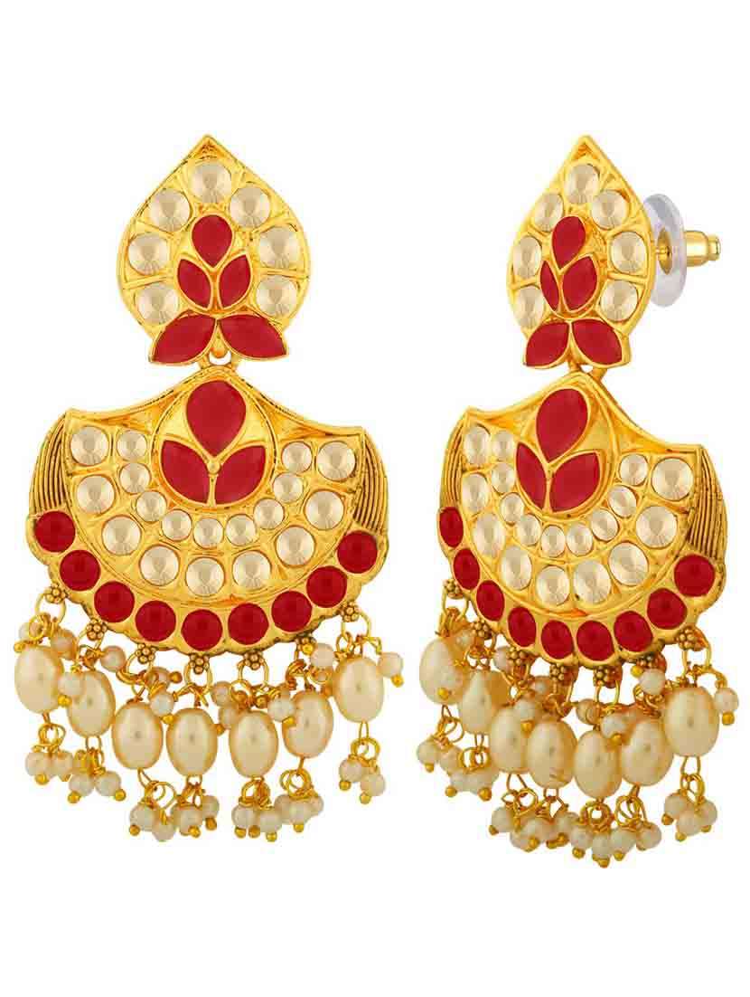 red metal chandballi earring
