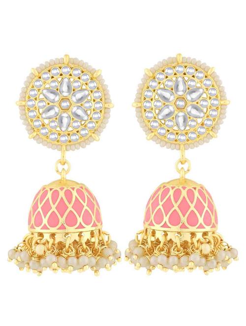 pink metal jhumka earring - 18565550 -  Standard Image - 0