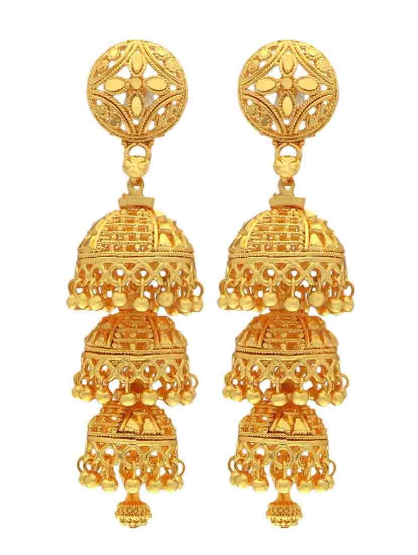 gold metal jhumka earring