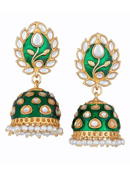 green metal jhumka earring - 18565570 -  Standard Image - 0