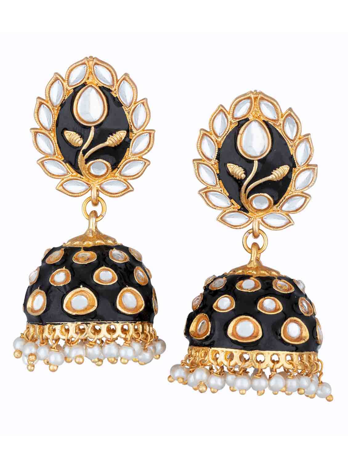 black metal jhumka earring - 18565573 - Zoom Image - 0