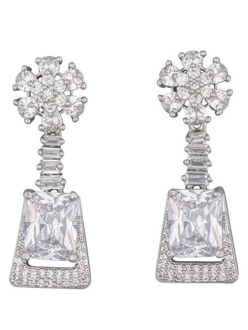 white brass drop earring - 18565575 - Standard Image - 0
