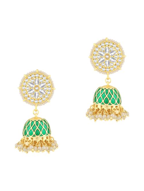 green metal jhumka earring - 18565649 - Standard Image - 0