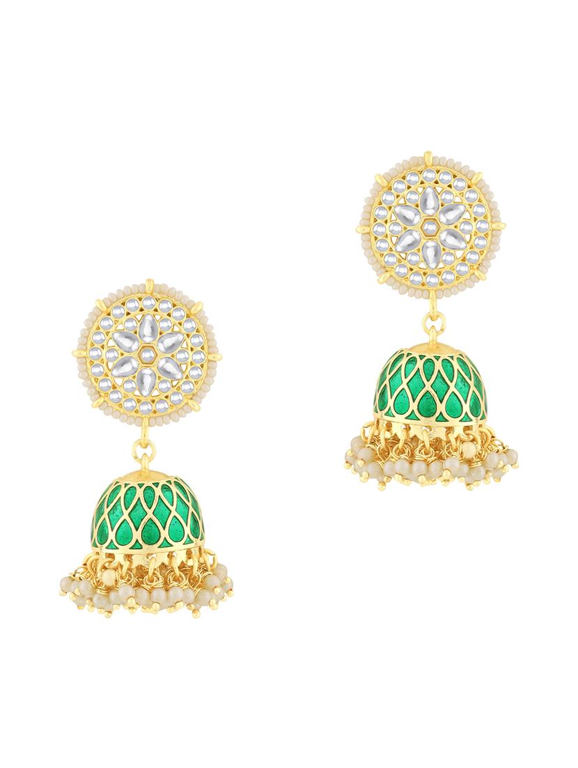 green metal jhumka earring - 18565649 - Zoom Image - 0