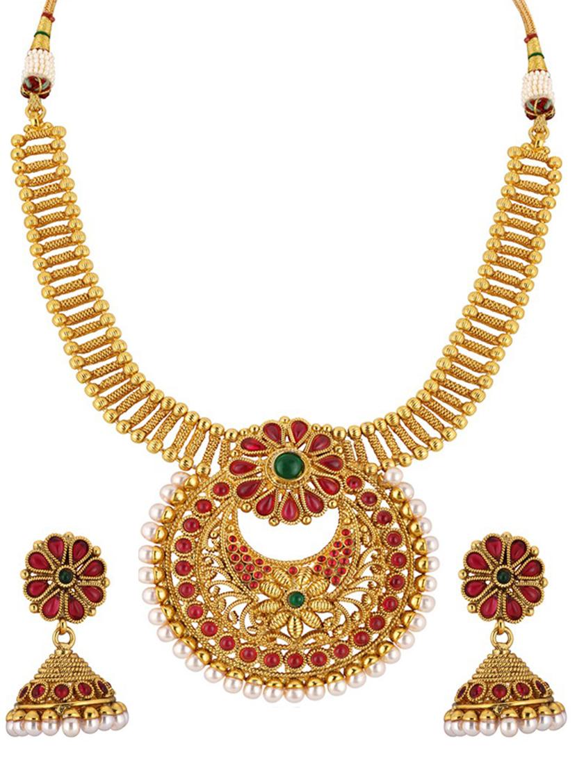 gold plated necklace earing set  - 18565746 -  Zoom Image - 0