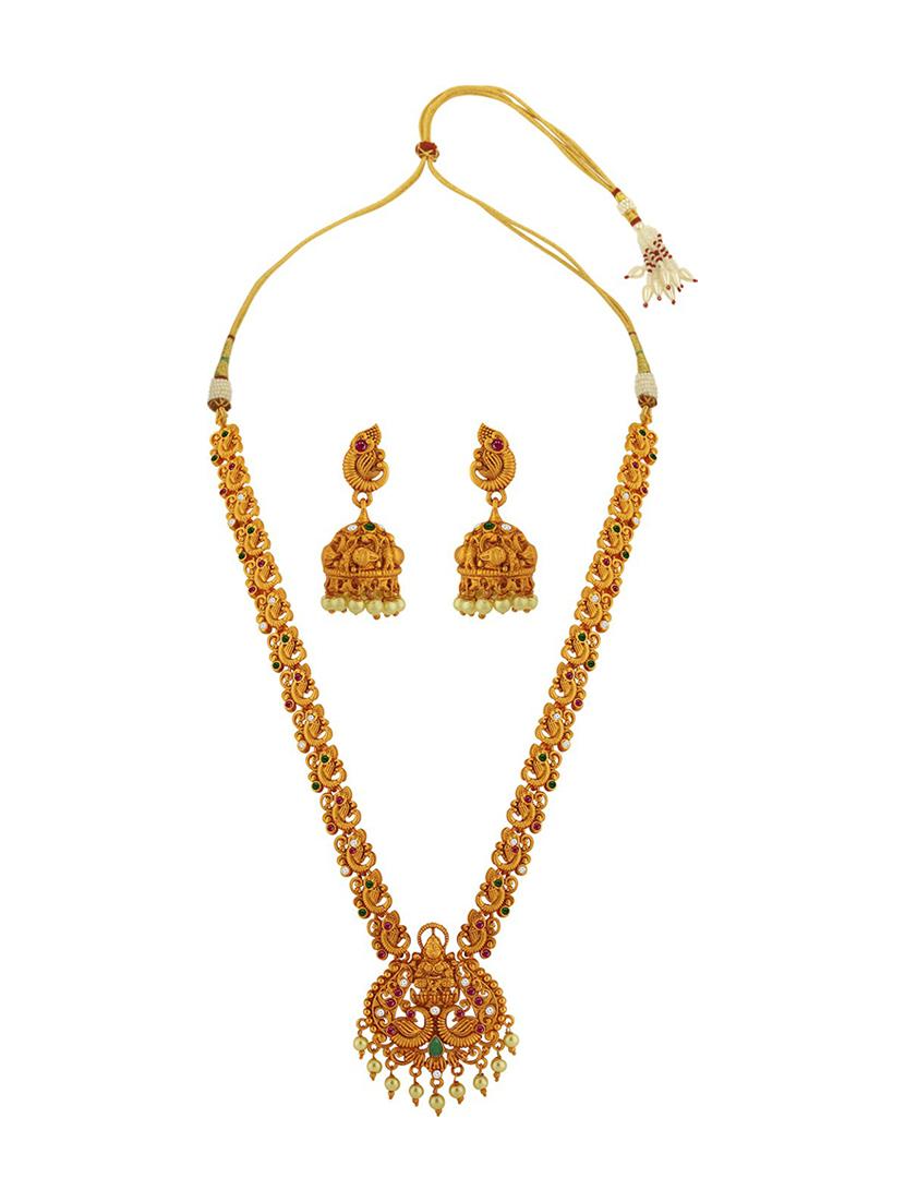 gold plated necklace earing set - 18565790 - Standard Image - 2
