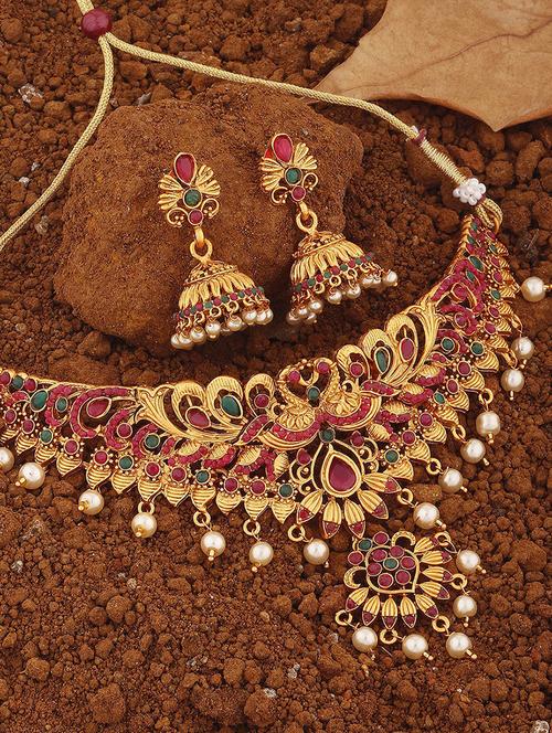 gold plated necklace earring set  - 18565800 -  Standard Image - 0