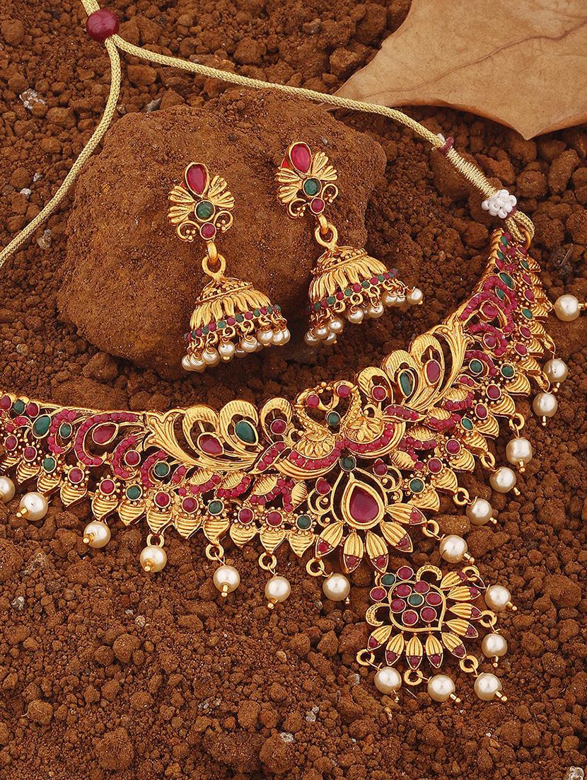 gold plated necklace earring set  - 18565800 -  Zoom Image - 0