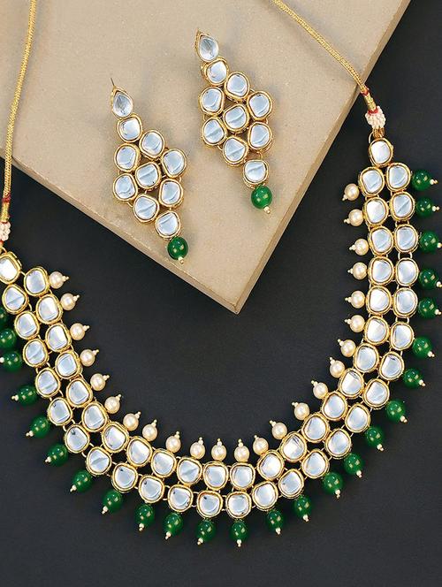 gold plated necklace earring set - 18565808 - Standard Image - 0