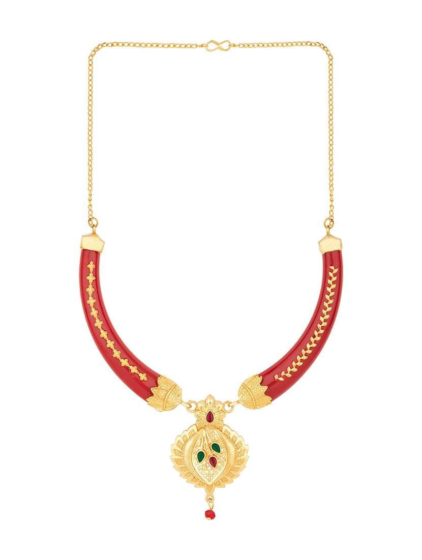 gold plated stoned necklace set  - 18565830 -  Standard Image - 2