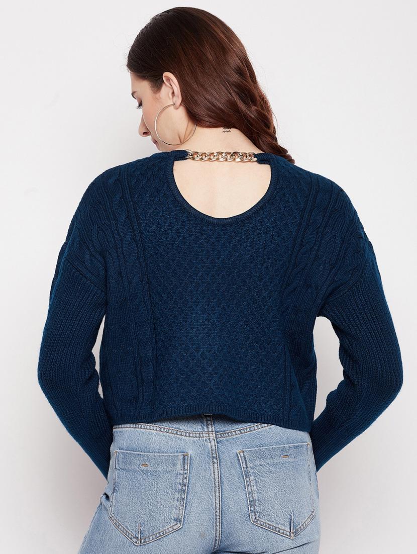round neck wool crop pullover - 18566519 - Standard Image - 2