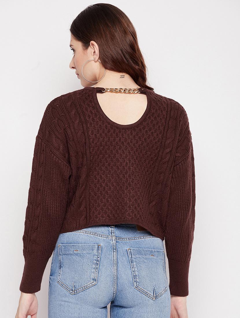 round neck wool crop pullover - 18566520 - Standard Image - 2