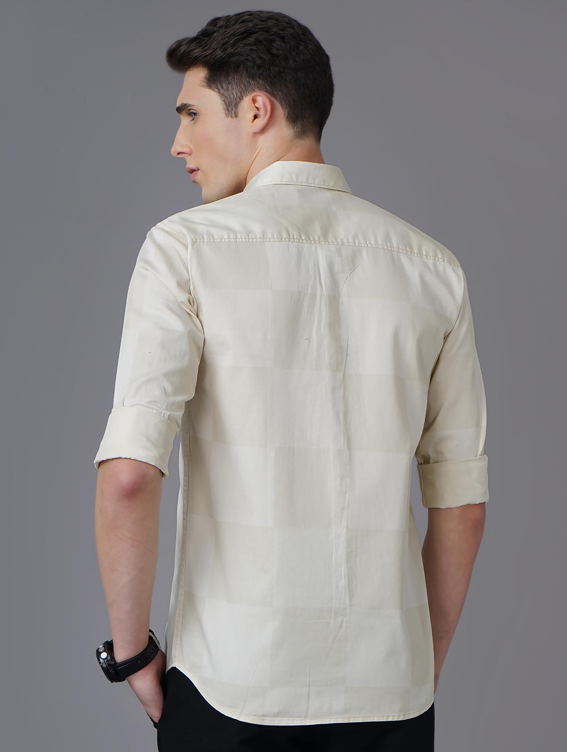 beige checkered casual shirt - 18566613 - Standard Image - 2