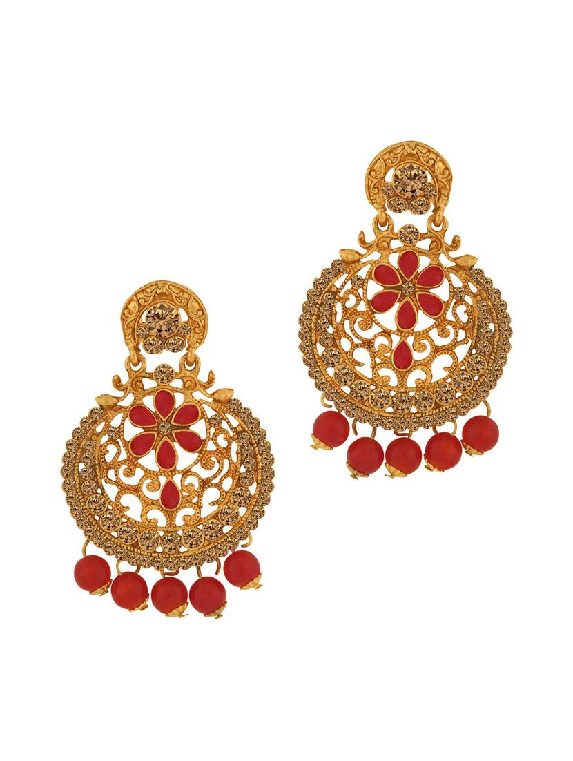 gold plated earring maang tikka set - 18566802 - Standard Image - 2